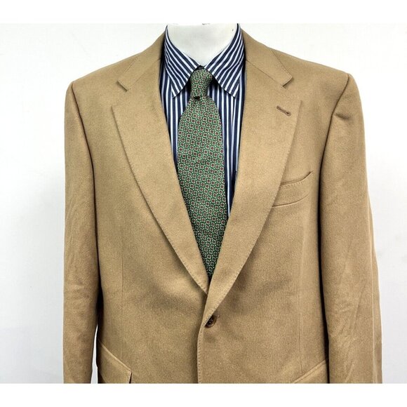 Hart Schaffner Marx X Loro Piana Blazer Jacket Beige Cashmere Size 44L Nice